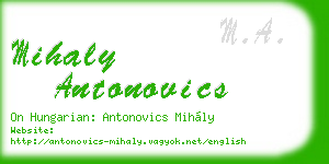mihaly antonovics business card