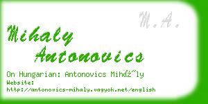 mihaly antonovics business card